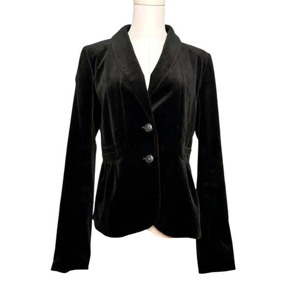 J Crew Women's Black Velvet Single Breasted 2 Button Peplum Blazer Size 8 Tall - Picture 1 of 10